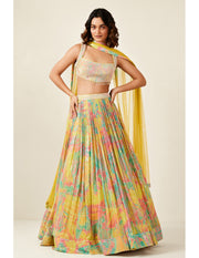 Multicoloured Printed Lehenga Set